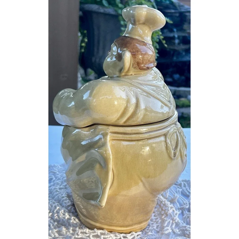 Vintage Red Wing CHEF PIERRE Cookie Jar 1940s Pottery Collectible Hand Painted
